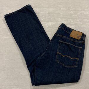 American Eagle Jeans Mens 34 x 32 Bootcut Dark Wash 100% Cotton Denim